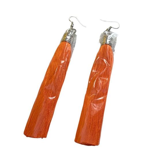Long Orange Tassel Earrings (P1) - Picture 1 of 2